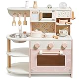 Kleinkind-Spielküche, Holzspielzeug, Kinderküchen-Spielset mit Kaffeemaschine,...