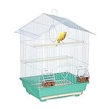 Relaxdays Vogelkäfig, Käfig für Kanarienvögel, Sitzenstangen & Futternäpfe, HxBxT: 49...