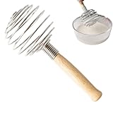 Handheld-Drahtbesen zum Kochen, Holzgriff-Schneebesen, Edelstahl-Spiralbesen, nicht...