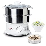 Tefal Dampfgarer VC1451 | 2 Edelstahlbehälter | 6L Fassungsvermögen | 24cm...