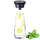 AMAYGA Glas-Karaffe,1200ml Glas Karaffe Krug mit Deckel und Auslauf, Wasserkaraffe, Eistee...
