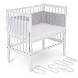 FabiMax Baby Beistellbett für Boxspringbett, stufenlos höhenverstellbar, Buchenholz...