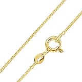 Materia Schmuck 925 Silber Panzerkette vergoldet 1mm - Damen Halskette in 50 cm...