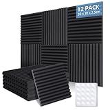 Ohuhu Akustikschaumstoff Akustikpaneele 12 Stück mit Aufkleber, 30 x 30 x 2,5...