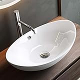 Mai & Mai Waschbecken Aufsatzwaschbecken Oval aus Keramik 59x38cm Weiß...