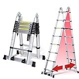 Joparri Teleskopleiter Klappleiter Aluminium, 5M Ausziehbare Leiter,...