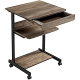 Yaheetech Schreibtisch, Computertisch auf Rollen, Bürotisch mit Tastaturablage...