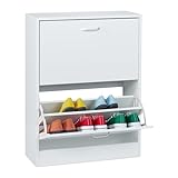 Relaxdays Schuhschrank, HxBxT: 79 x 60 x 24 cm, für 12 Paar, 2 Klappen,...