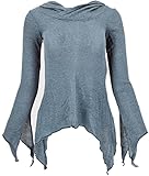 GURU SHOP Pixishirt mit Kapuze, Elfen Pullover, Taubenblau, Baumwolle, Size:S/M...