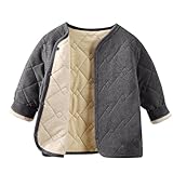duxyoz Gefütterte Kinderjacke mit Fleece-Futter, winddicht, leicht, gesteppt, einfarbig,...