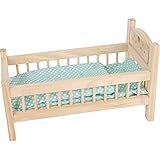 small foot Puppenbett aus Holz, Puppenmöbel-Zubehör, Kissen und Decke im...
