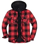 ZENTHACE Herrenjacke mit Sherpa-Futter, durchgehender Reißverschluss, kariert...