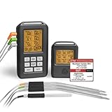 BURNHARD Funk Grillthermometer mit 4 Temperaturfühlern, 30m Reichweite, Digital...