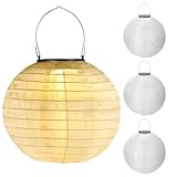LUCKYKODOR 4 Stück Solar LED Laterne 20cm Lampions Solar Außen Wasserdicht Papier...