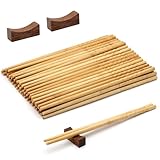 APOMOONS 30 Paar Essstäbchen Holz mit 2 Essstäbchen Ablage, Natürliche Kochstäbchen...