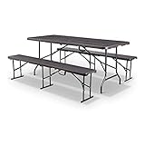 MaxxGarden Gartenmöbel-Set - Set mit 1 Tisch und 2 Bänken - Zusammenklappbar -...