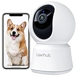 LAXIHUB Hundekamera mit App 2K/3MP HD Kamera Überwachung Innen 2,4 GHz, Hundekamera...