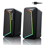 SOULION R40 Computer Lautsprecher, 2.0 USB-betriebene, Beleuchtung für PC mit...