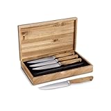 SPRINGLANE Steakmesser-Set, 4 Stück mit edlen Olivenholz-Griffen, Besteck-Set mit...
