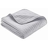 Ibena Nancy Tagesdecke 140x210 cm - Bettüberwurf grau, leichte Decke mit Zopfmuster
