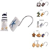 12 x Duschvorhangringe mit stabilen Duschvorhanghaken aus Edelstahl, 5 Sets mit...