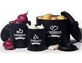 Theo&Cleo Kartoffel Vorratsdosen Set, Kartoffeltopf im Retro Design Zwiebeltopf, Großer...