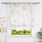 Heichkell Raffrollos ohne Bohren Transparente Raffgardine Gardine mit Blätter Druck...