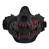 Yzpacc Airsoft Half Face Skull Masks Tactical Face Protection Mesh Mask for Halloween...