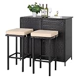 Calma Lux® Polyrattan Gartenbar Set Gartenmöbel Sitzgruppe Rattan Bar Tresen Theke Tisch...