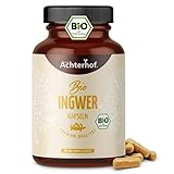 Ingwer Kapseln Bio 160 Stück | 500 mg Ingwer-Pulver pro Kapsel | aus 100%...