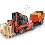 Mostop 1/16 Gabelstapler mit Anhänger BAU-Spielzeug, Trägheitsgabelstapler mit...