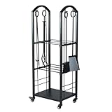 FANTASK Kaminholzregal 5-teiliges Set, Brennholzregal 3 Ebenen mit Rollen und 4...