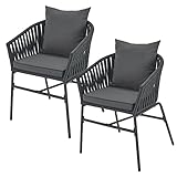 Juskys Rope Gartenstühle 2er Set wetterfest - bis 160 kg belastbar - Sitz- &...