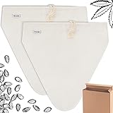 ecooe Nussmilchbeutel aus Natürliche Hanf 28 x 30 cm, Nussbeutel für vegane...