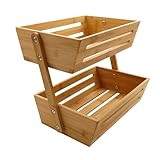 hausleben Obstkorb Brotkorb mit 2 Etagen | 34x22x28 cm | Natur | Bambus | Theke | Tisch |...
