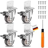4er Set Möbelrollen,L-shaped Möbelrollen mit Bremse,Lenkrollen 50mm bis 67.5...