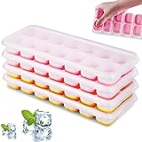 Eiswürfelform Silikon, 4er Pack Eiswürfelbehälter Mit Deckel, Quadratische...