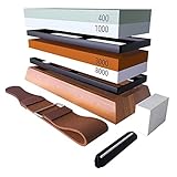 JUJIAN Messerschleifsteine Set 4-seitiger Schärfer, Preium 400/1000 3000/8000 Grit...