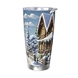 GTKSYNVE Christmas Winter Happy Scene Tumbler with Leak-Proof Lid and Straw, 590.0 g Car...
