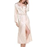 BKSCAYXS Bademantel Damen Lang Lange Hausmantel Premium Sexy Saunamantel Fleece Kuschelig...