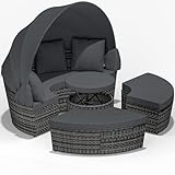 Casaria® Sonnenliege Sonneninsel Wetterfest mit Tisch 185cm Gartenliege 2...