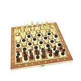 VALCLA Schachspiel 3-in-1-Schachspiel Aus Holz, Backgammon-Dame, Reise-Schachspiel,...
