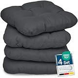 Beautissu 4er Set Sitzkissen 40x40 cm Lisa Anthrazit - weiche Indoor & Outdoor Kissen mit...