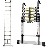 gymount Teleskopleiter 3,2 m, Leiter Ausziehbar mit Stabilisatorstange und Abnehmbaren...