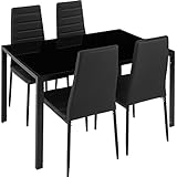 tectake Essgruppe Set Tisch und Stühle, Esstisch und 4X Stuhl, strapazierfähiges...