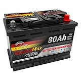 SMC Autobatterie Speed Max 80Ah L3 750A EN 12v PKW Ersetzt 65Ah 70Ah 72Ah 74Ah...