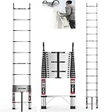 5M Teleskopleiter Klappleiter mit Haken, Edelstahl Verstärkt Leiter Ausziehbar, Tragbare...