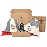Sauna Geschenkset „Mr & Mrs Sauna“ – 2x Saunahut aus 100% Wollfilz + Eukalyptus...