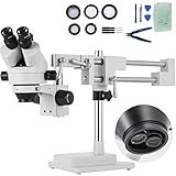 VEVOR 3,5X-90X Simul Focal Trinocular Zoom Stereo Microscope Al-Zn-Legierung 360 Grad...
