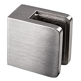 Edelstahl Glashalter eckig für 8 mm Glas - Glasklemme flach für gerade...